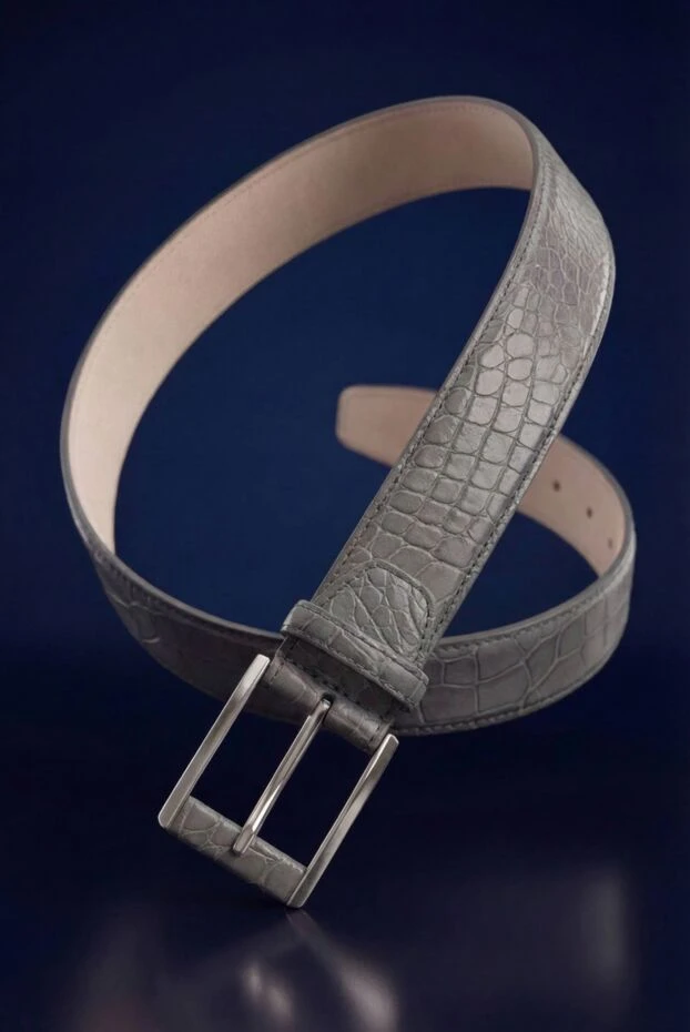 Cesare di Napoli men's grey alligator leather belt 189575 - photo 2