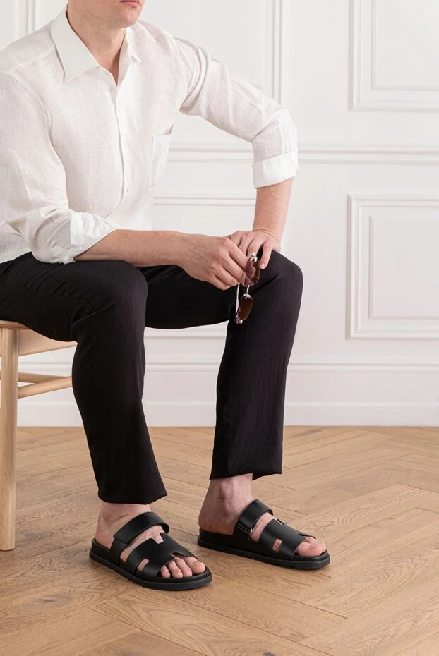 Hermes calfskin sandals with anatomical rubber sole and adjustable strap 189576 - photo 2