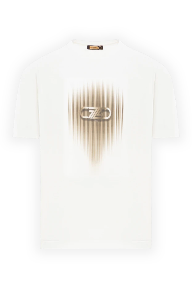 Белая футболка из хлопка с эффектом размытого принта - фото 1