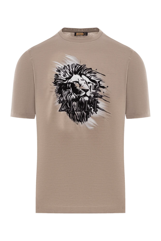 Zilli beige t-shirt with lion print and brand logo 189591 - photo 1