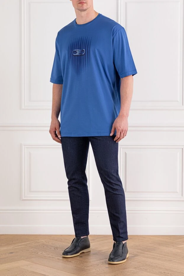 Zilli a laconic blue t-shirt with a logo in the same tone as the fabric 189596 - photo 2
