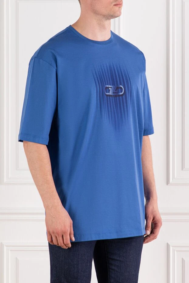 Zilli a laconic blue t-shirt with a logo in the same tone as the fabric 189596 - photo 3