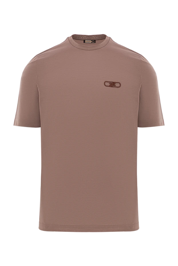 Футболка базова коричнева з контрастним брендингом - фото 1