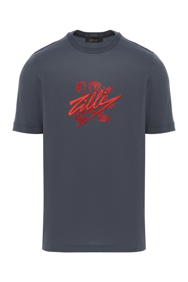 Футболка темно-сіра з червоним гербом та вишитим логотипом - фото 1