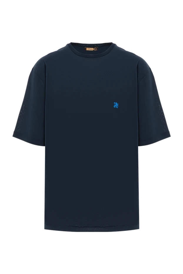 Мінімалістична футболка кольору індиго з акцентом у вигляді лева - фото 1