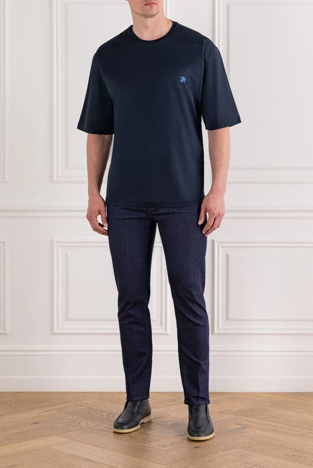 Zilli minimalist indigo tee with lion accent 189605 - photo 2