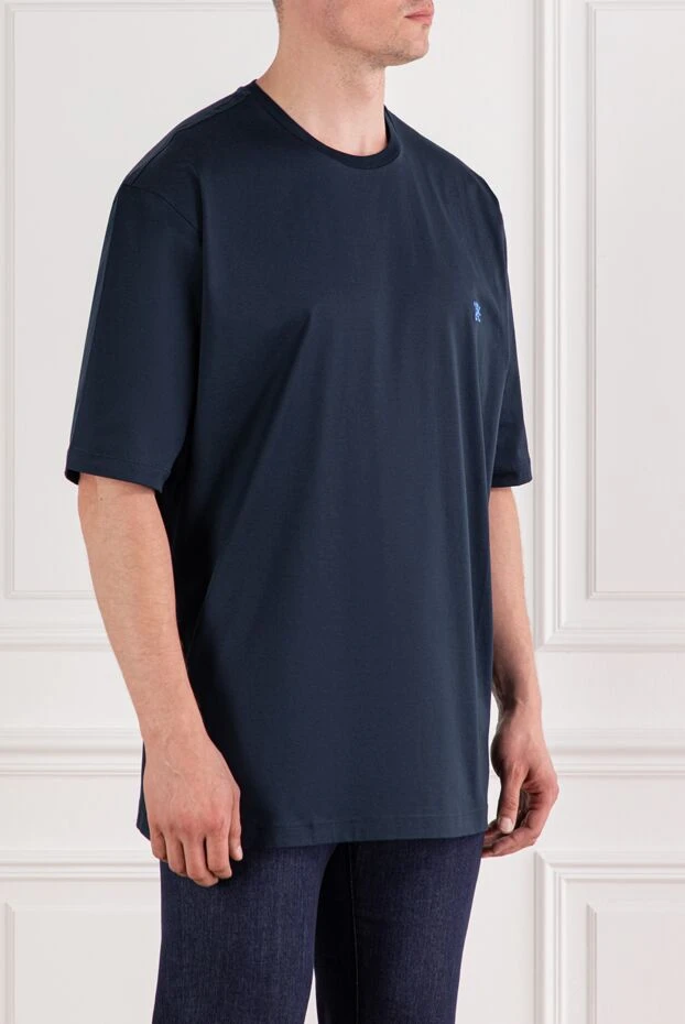 Zilli minimalist indigo tee with lion accent 189605 - photo 3