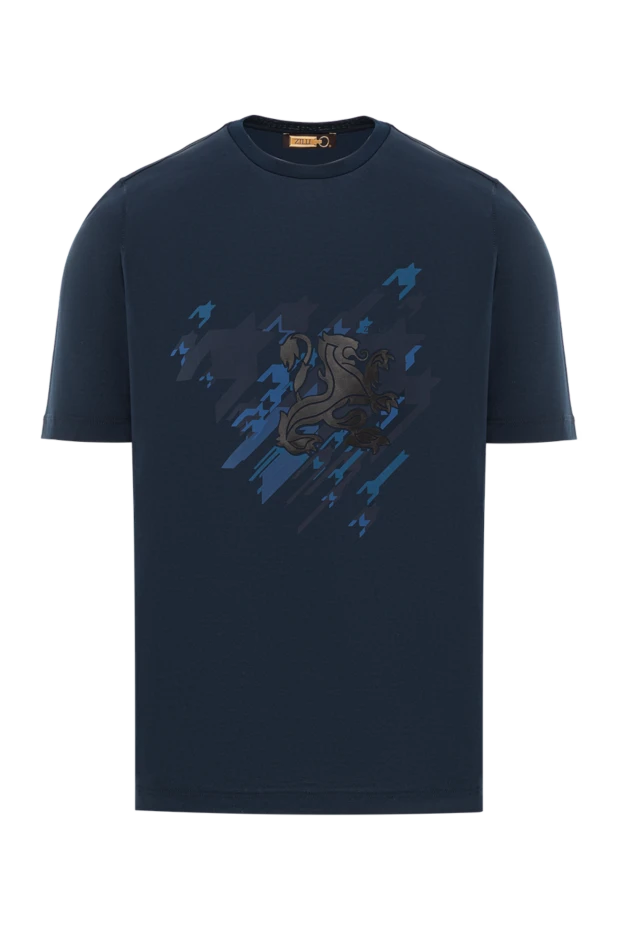Zilli dark blue t-shirt with graphic print and lion emblem 189606 - photo 1