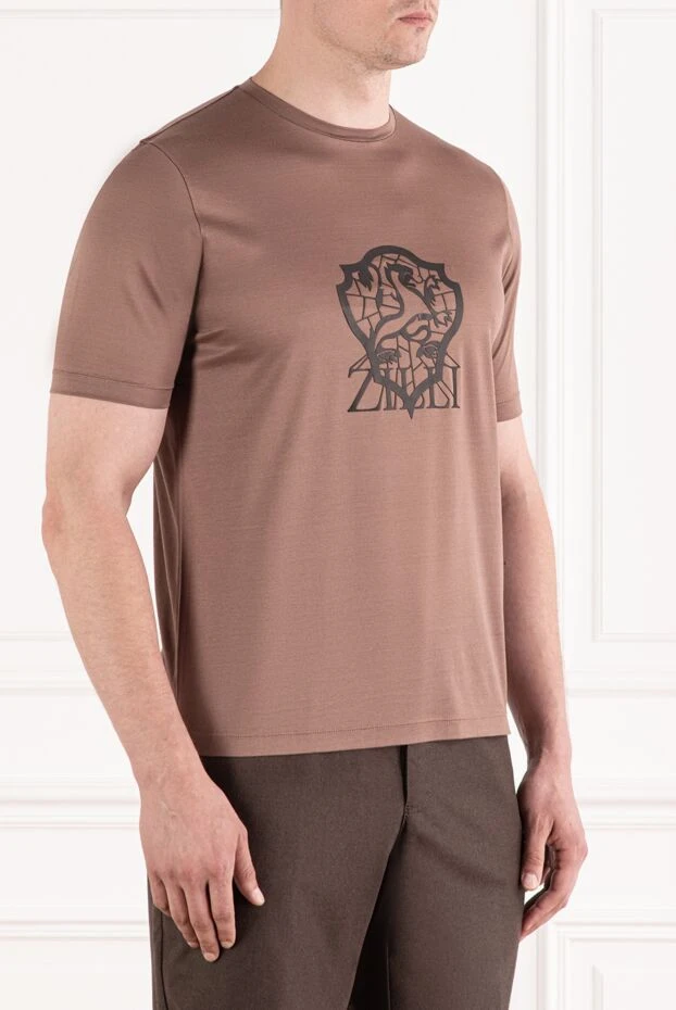 Zilli cocoa t-shirt with black coat of arms print 189607 - photo 3