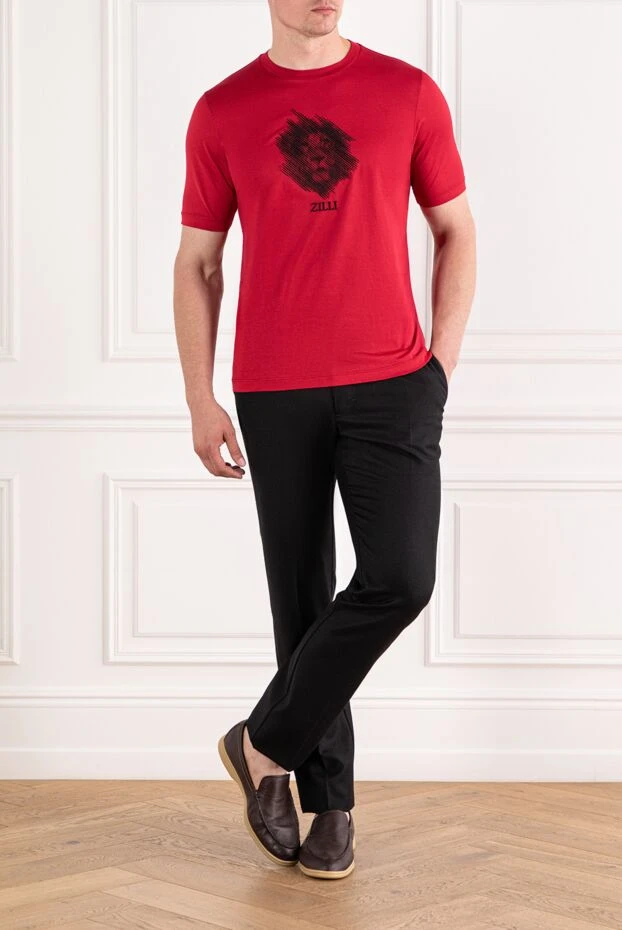 Zilli cotton t-shirt with graphic lion on red background 189608 - photo 2