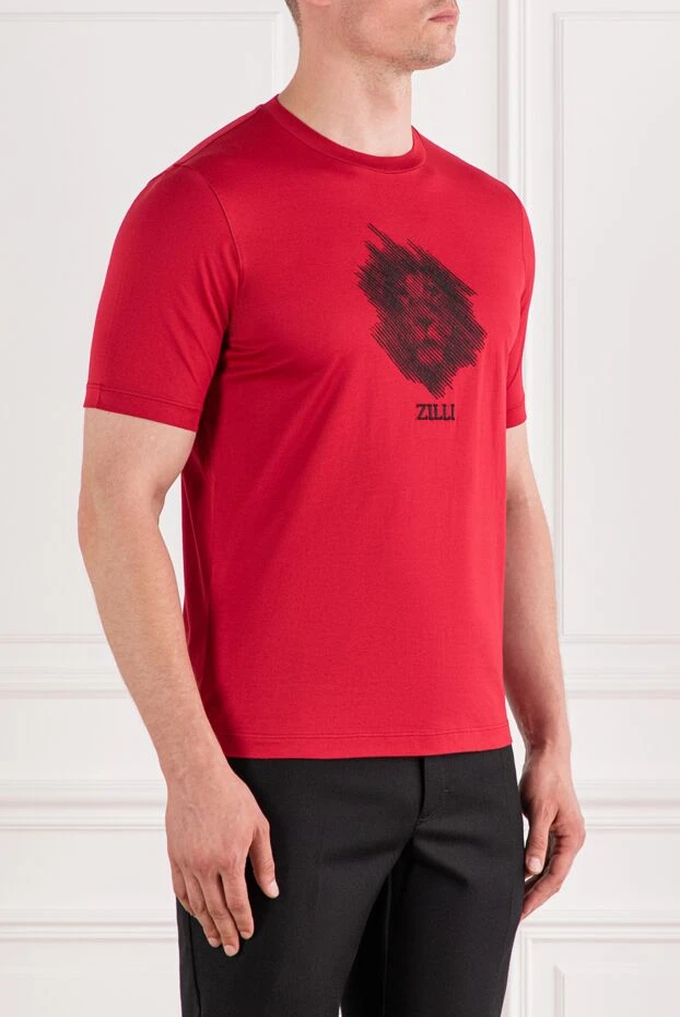 Zilli cotton t-shirt with graphic lion on red background 189608 - photo 3