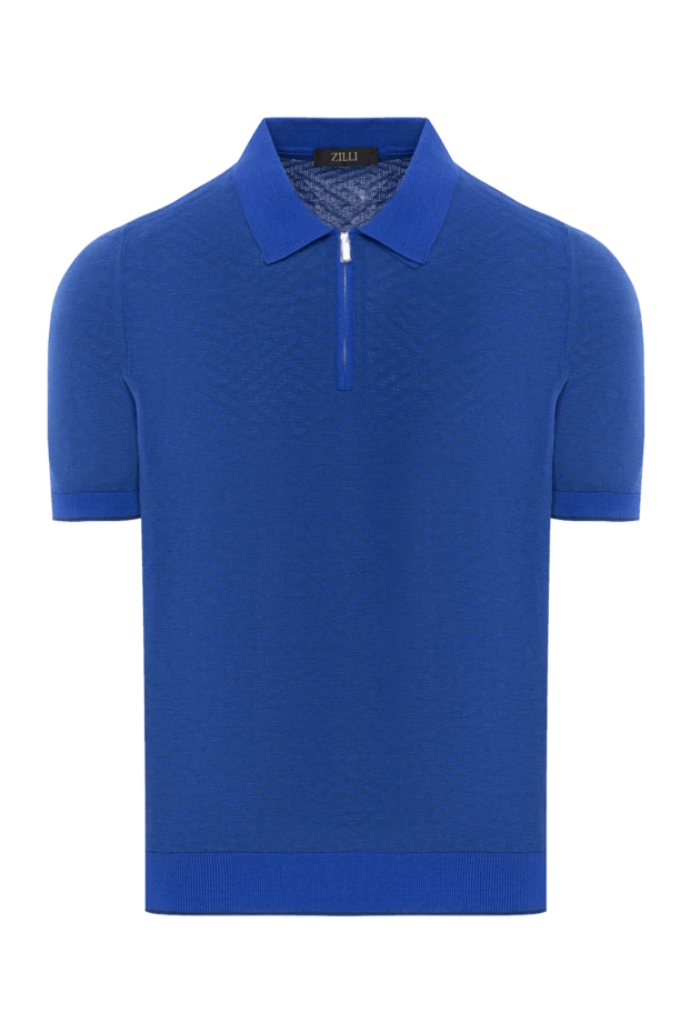Zilli polo shirt with textured pattern and zip fastening blue 189609 - photo 1