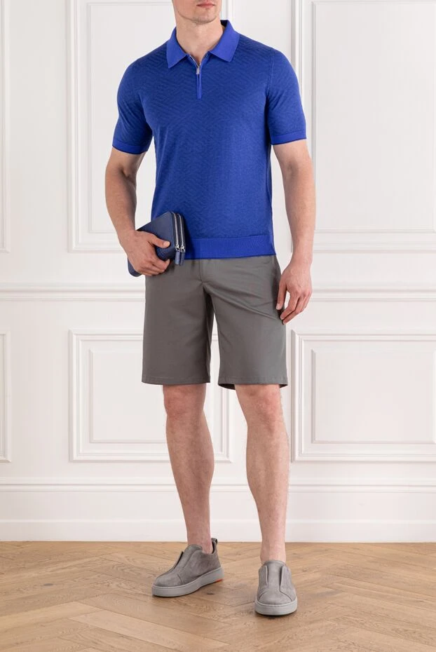 Zilli polo shirt with textured pattern and zip fastening blue 189609 - photo 2