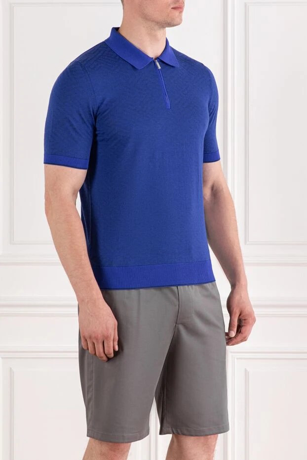Zilli polo shirt with textured pattern and zip fastening blue 189609 - photo 3