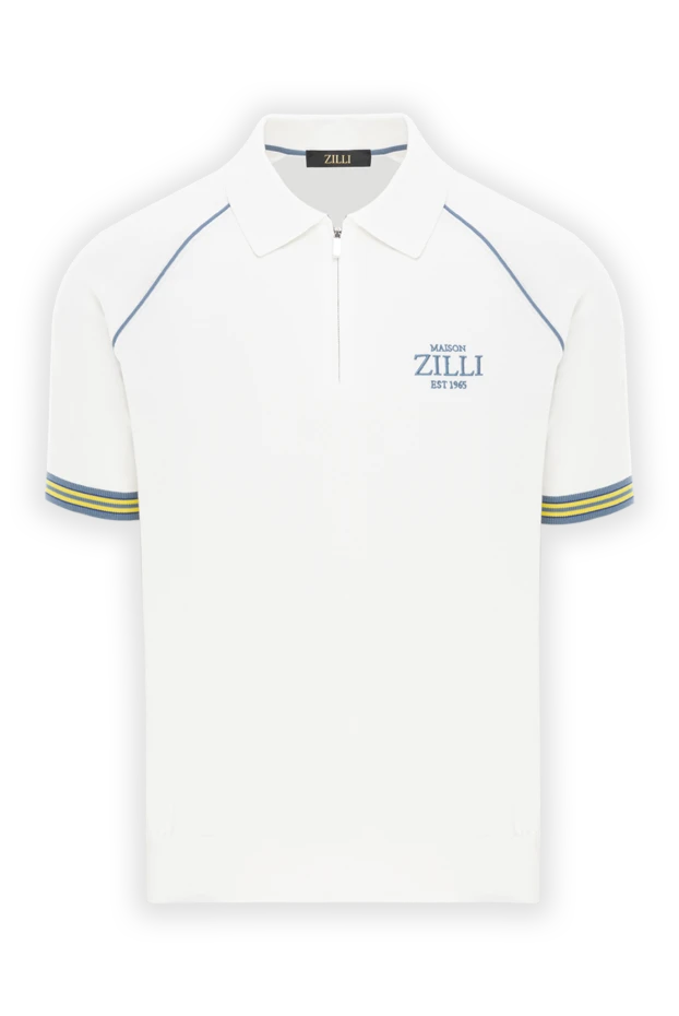 Zilli white polo with est 1965 embroidery and accent cuffs 189611 - photo 1