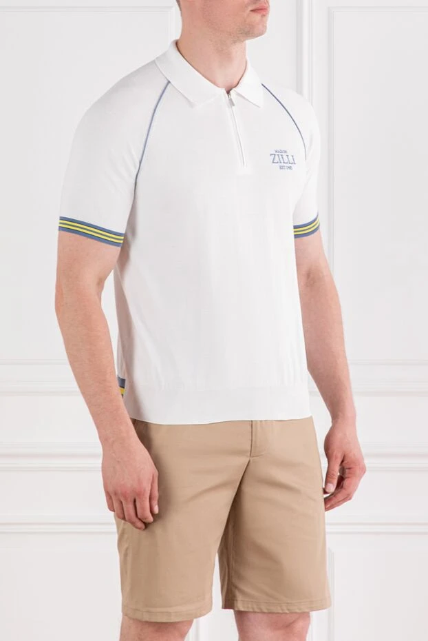 Zilli white polo with est 1965 embroidery and accent cuffs 189611 - photo 3