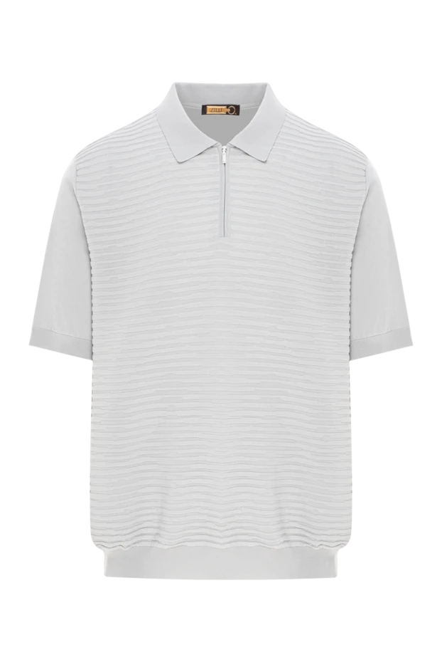 Zilli gray polo shirt in soft silk and cotton with zip fastening and 3d pattern 189612 - photo 1