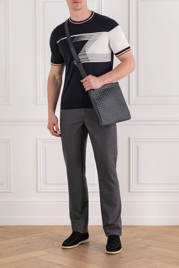 Zilli men's knitted jumper with a dynamic design in white and blue tones 189622 - photo 2