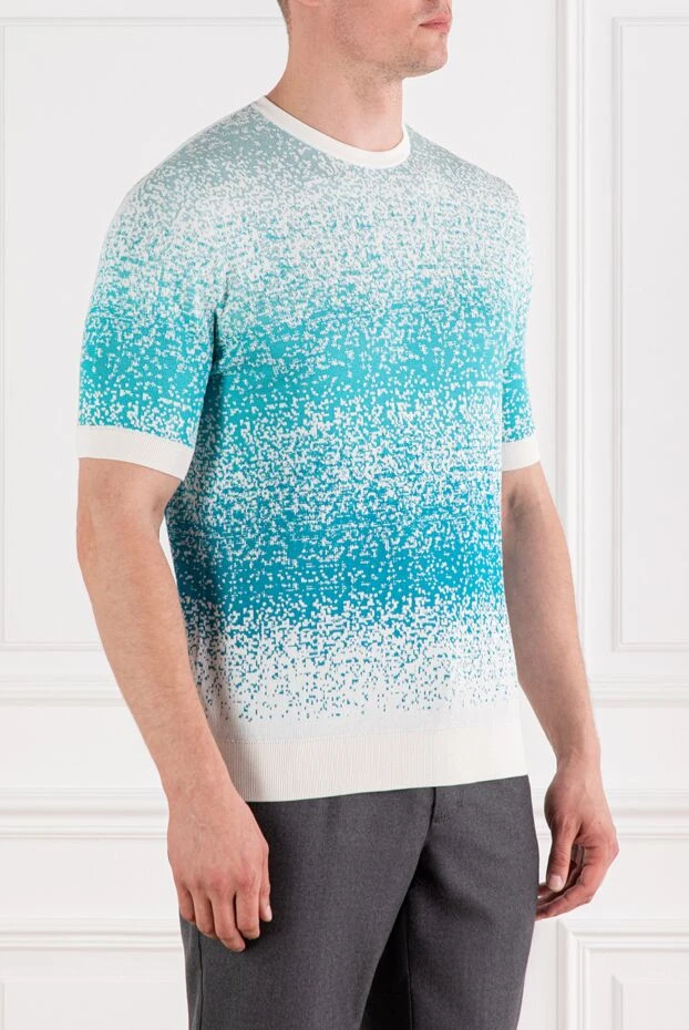 Zilli short sleeve jumper with gradient effect in turquoise and white 189623 - photo 3