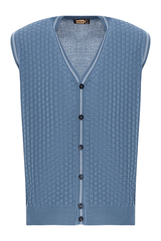 Zilli blue vest with voluminous weave and contrasting button trim 189625 - photo 1