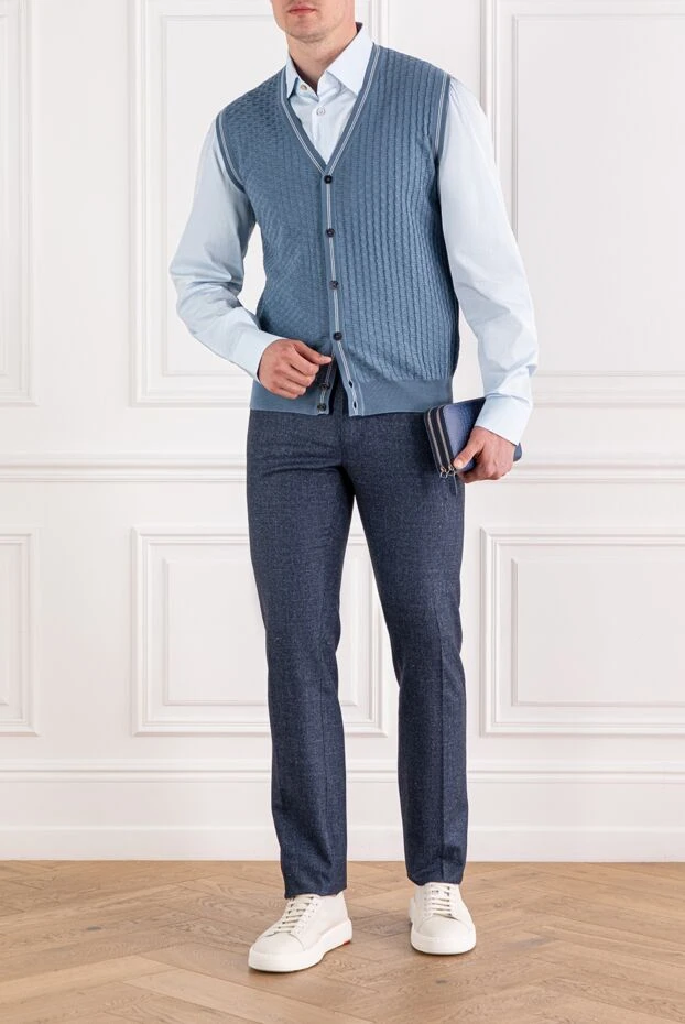 Zilli blue vest with voluminous weave and contrasting button trim 189625 - photo 2