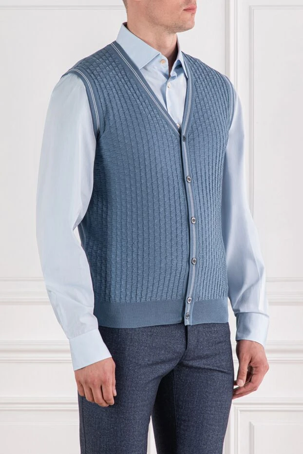 Zilli blue vest with voluminous weave and contrasting button trim 189625 - photo 3