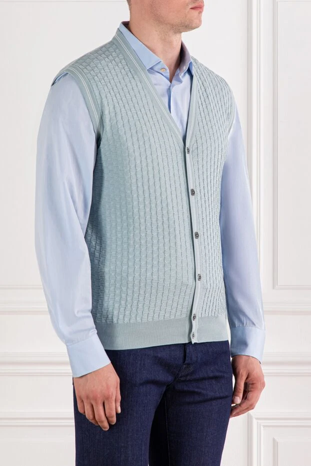 Zilli knitted light green vest with relief knitting and contrasting strip 189626 - photo 3