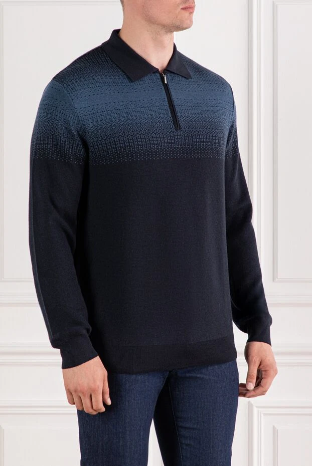 Zilli wool polo with cashmere and silk in blue gradient 189628 - photo 3