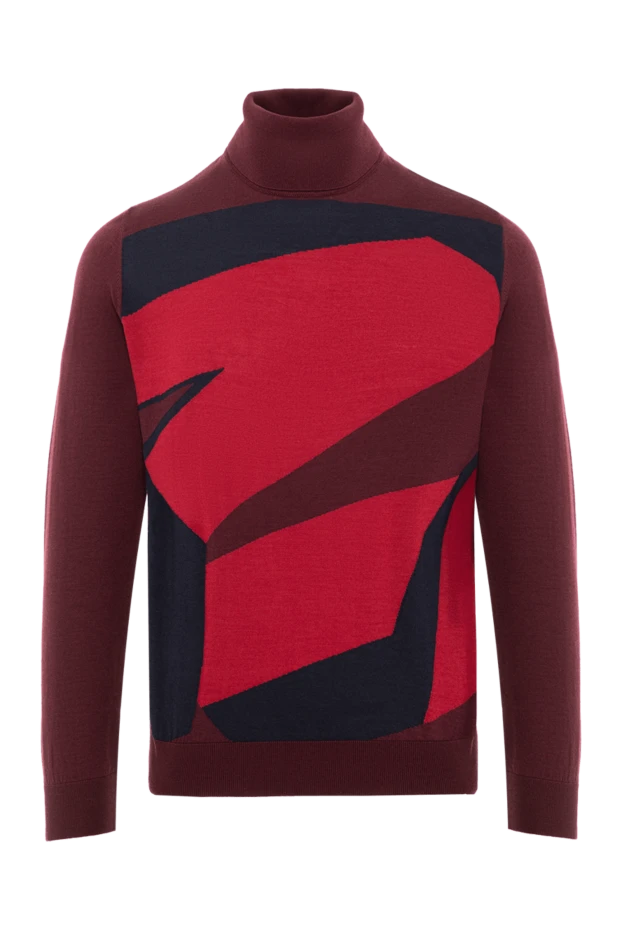 Гольф из шерсти и шелка с графическим рисунком в огненной палитре - фото 1