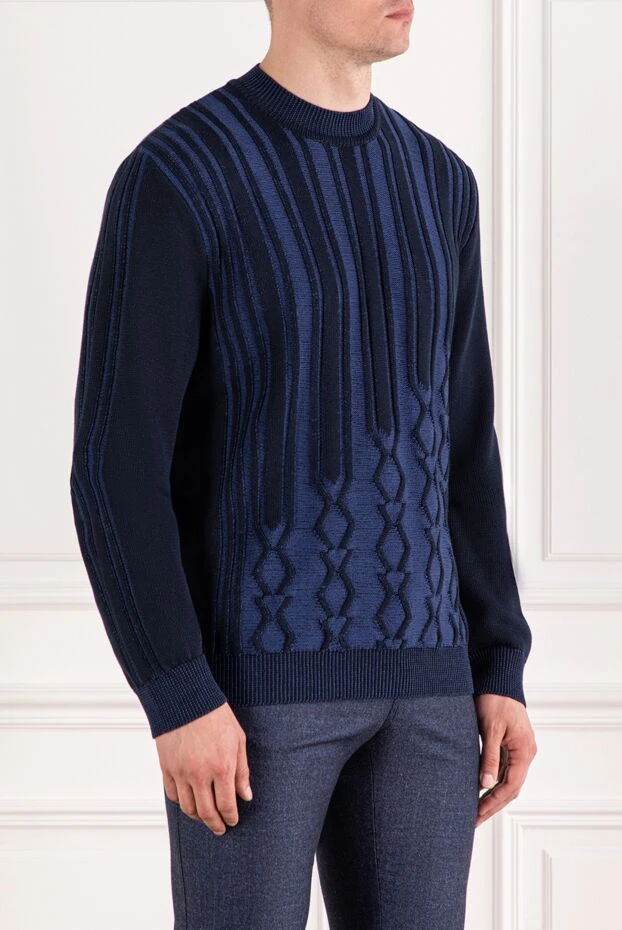 Zilli chunky knit jumper with graphic pattern in deep blue shade 189640 - photo 3