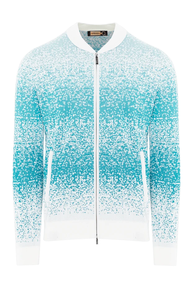 Zilli men's cardigan in turquoise and white tones with scattered dots effect 189641 - photo 1