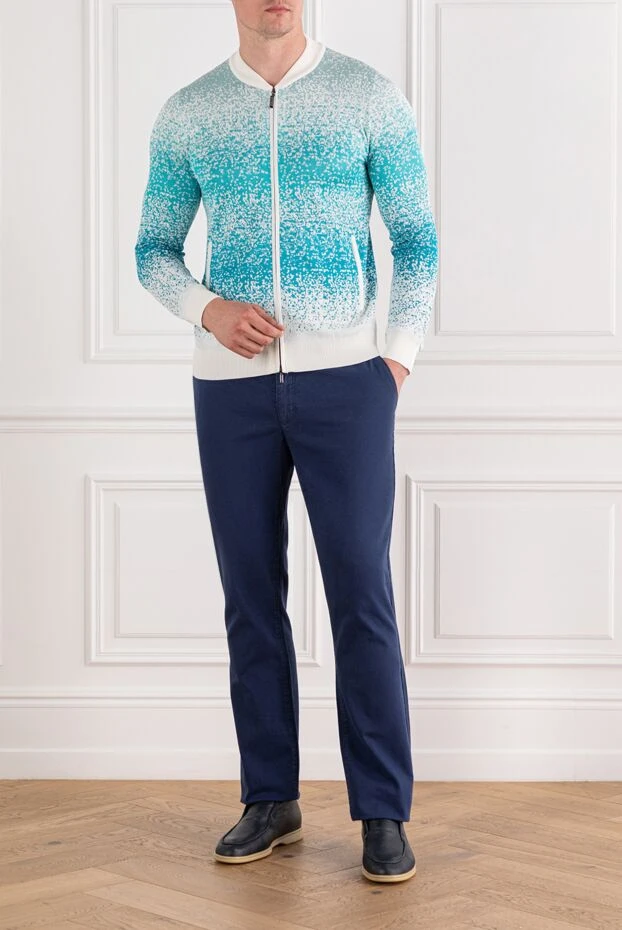 Zilli men's cardigan in turquoise and white tones with scattered dots effect 189641 - photo 2
