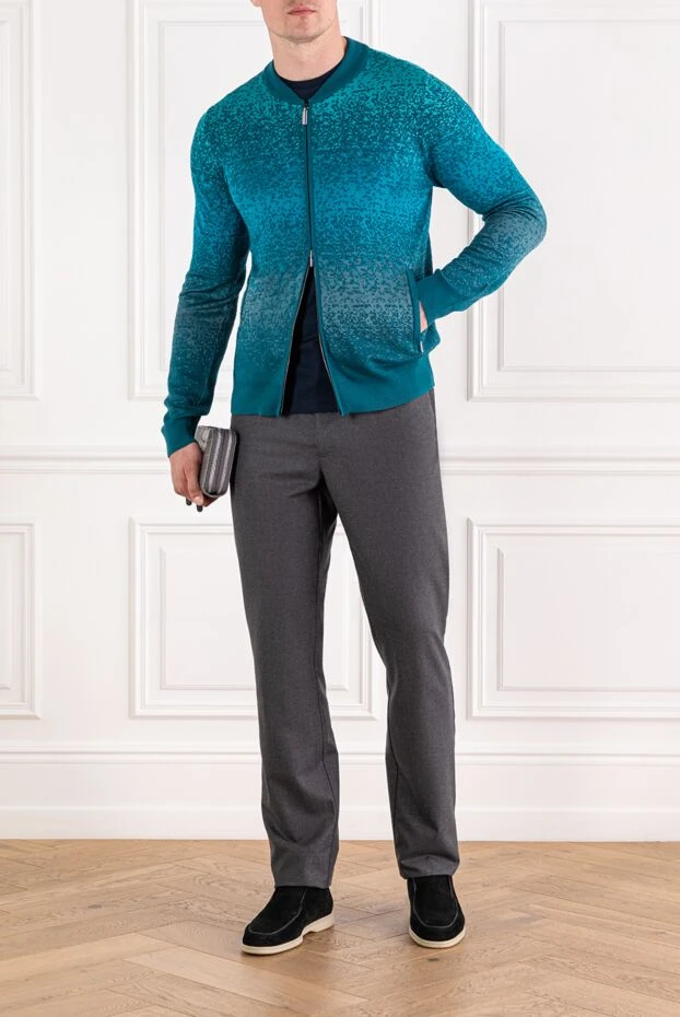 Zilli knitted cardigan with pixel print and ribbed collar green 189642 - photo 2