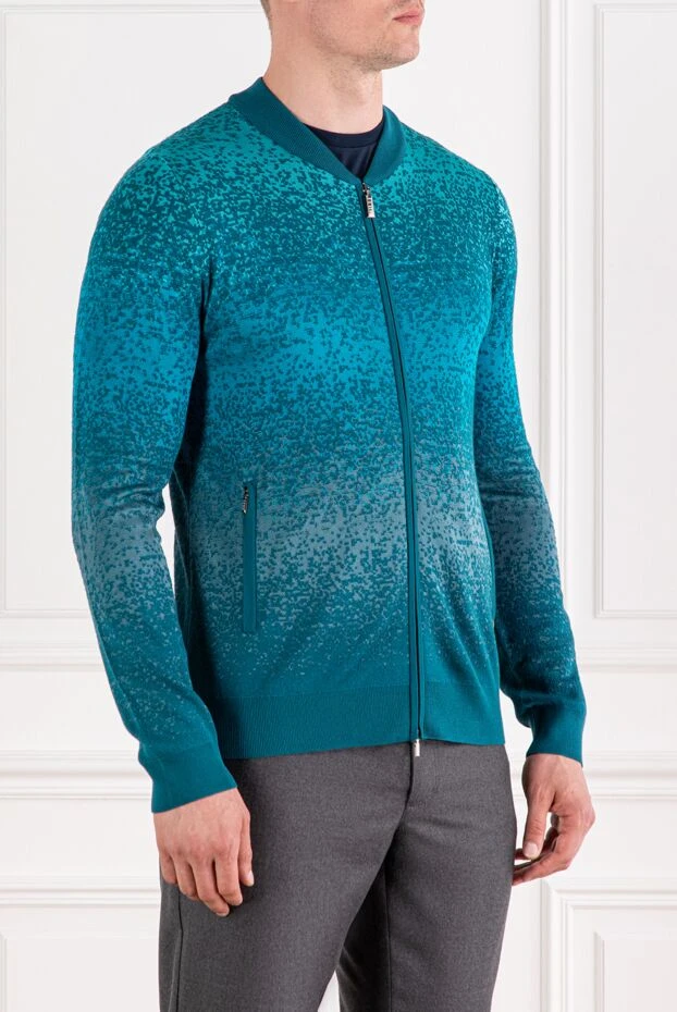 Zilli knitted cardigan with pixel print and ribbed collar green 189642 - photo 3