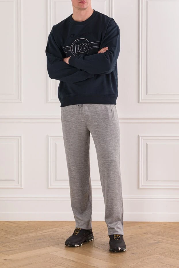 Zilli gray wool trousers with silk trim and drawstring 189644 - photo 2
