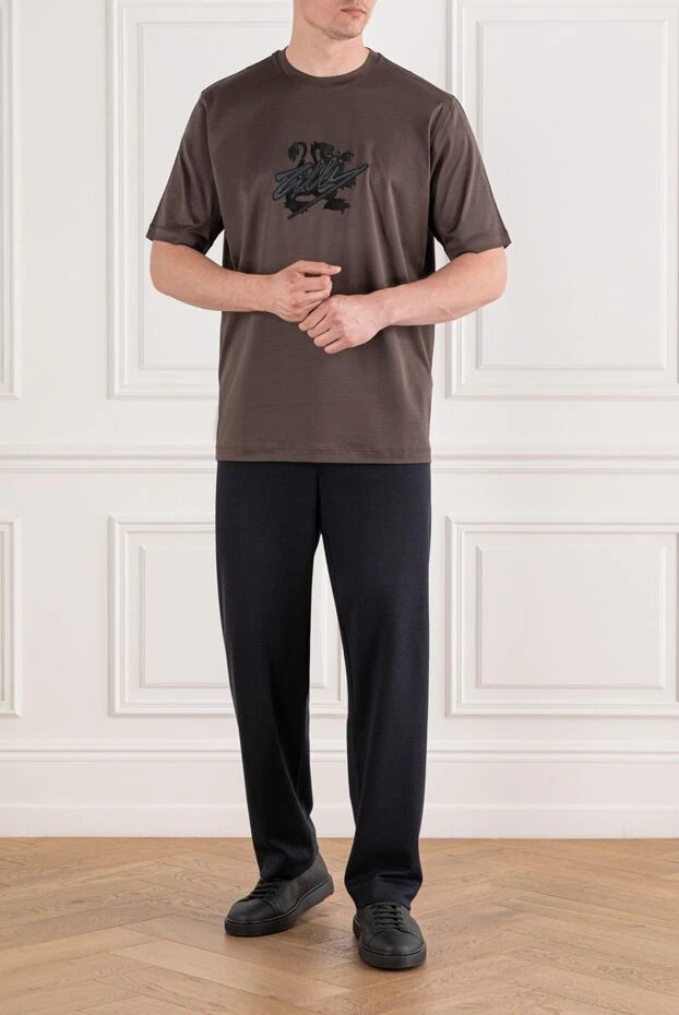 Zilli cotton and silk trousers with drawstrings and elastic waist blue 189645 - photo 2