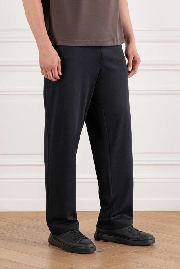 Zilli cotton and silk trousers with drawstrings and elastic waist blue 189645 - photo 3