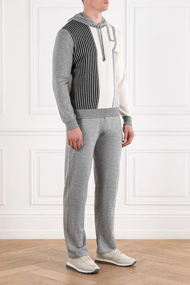 Zilli wool and silk suit with graphic hoodie and straight trousers 189646 - photo 3