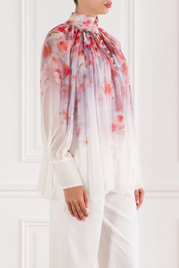 Zimmermann блуза crush smock в алых цветочных мотивах с удлиненными рукавами-блузонами 189669 - фото 3