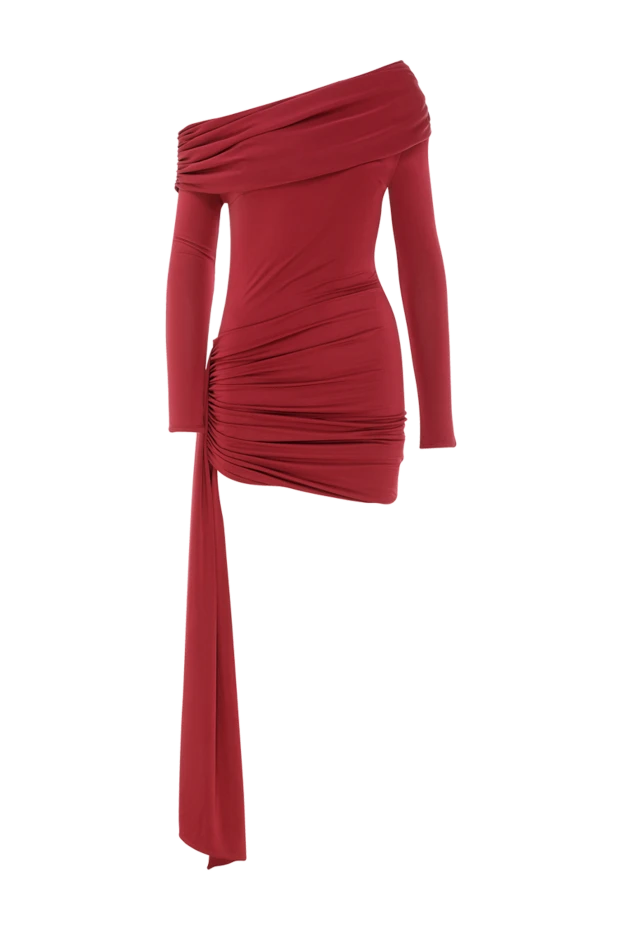 Khela асиметрична сукня на одне плече з драпіруванням і подовженою бордовою вставкою 189683 - фото 1