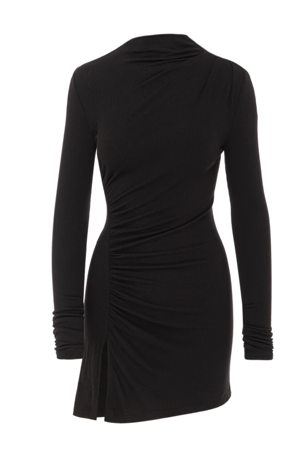 Khela чорне міні-платі в рубчик з драпіруванням та розрізом 189696 - фото 1