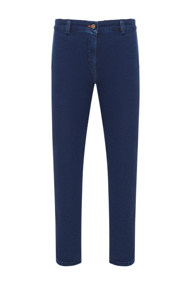 Scissor Scriptor джинсы мужские тёмно-синие с клапанами на задних карманах и контрастной строчкой 189701 - фото 1