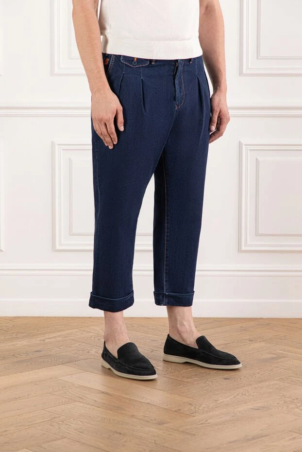 Scissor Scriptor men's jeans with tucks and cuffs made of thick dark denim 189703 - photo 3