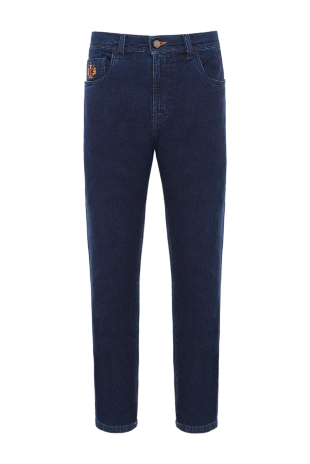 Scissor Scriptor dark blue men's jeans with straight legs and contrast stitching 189704 - photo 1