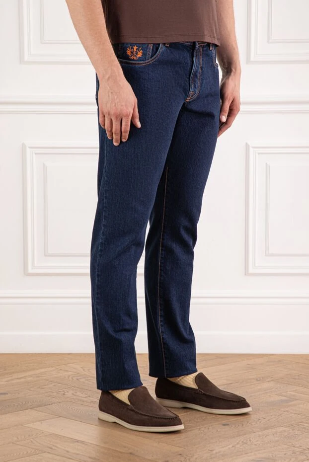 Scissor Scriptor джинси темно-сині чоловічі з прямими штанинами та контрастним відстроченням 189704 - фото 3