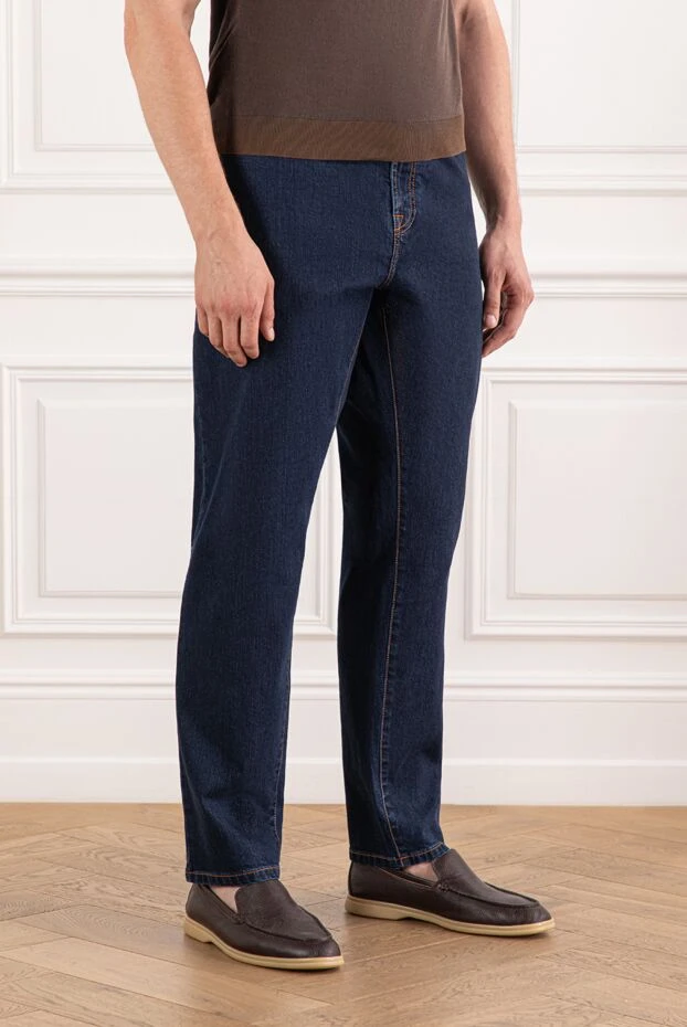 Scissor Scriptor темно-сині джинси з декоративною вставкою та високою посадкою 189707 - фото 3