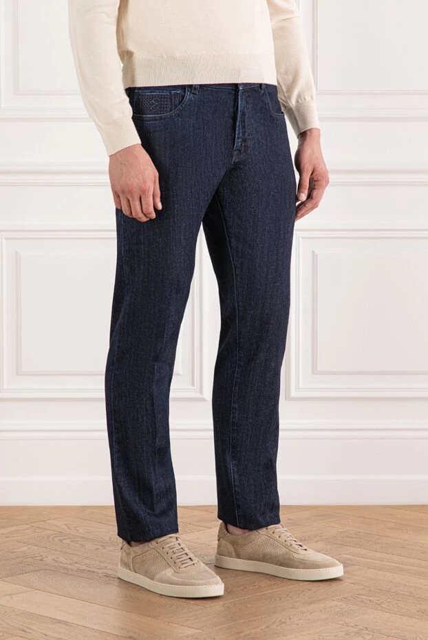 Scissor Scriptor dark blue jeans with vintage texture and comfortable fit 189709 - photo 3