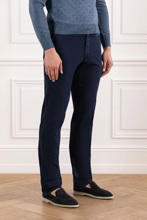 Scissor Scriptor dark blue jeans with slit pockets and minimalist trim 189711 - photo 3