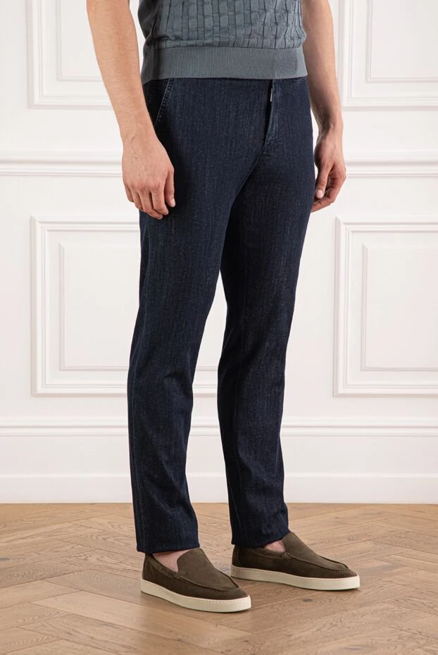 Scissor Scriptor straight leg dark blue jeans with melange texture and buttons on the back pockets 189712 - photo 3