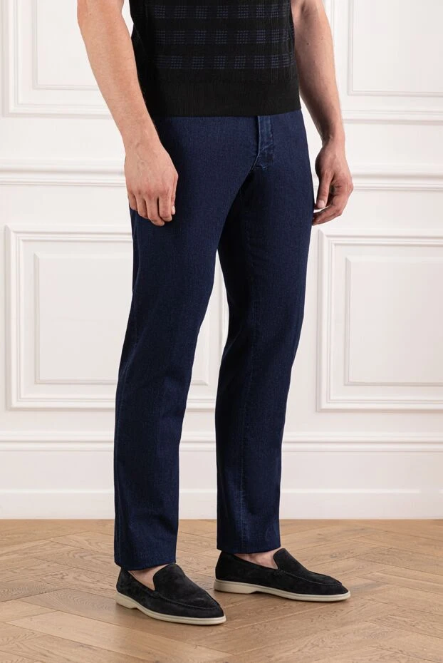 Scissor Scriptor джинсы тёмно-синего цвета с рельефной текстурой и строгим силуэтом 189716 - фото 3